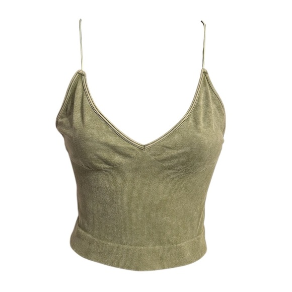 Free people green brami or cami with stretchy straps - Picture 2 of 5